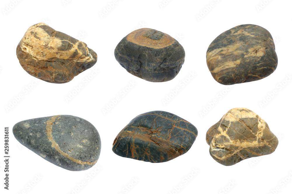 set of natural stone isolated on white background set of natural stone isolated on white background
