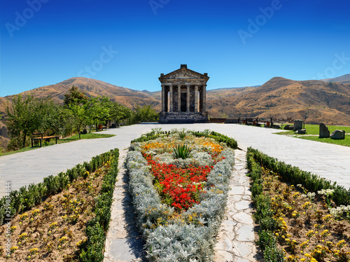 One of the most interesting ancient landmarks of Armenia - Garni Temple, Pagan temple, built in Classical Hellenistic style photo