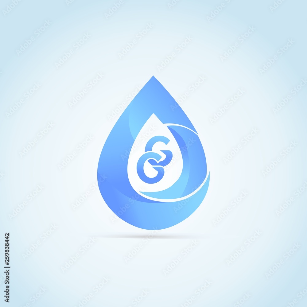 letter GG initial blue logo with Drop Design vector template letter GG initial blue logo with Drop Design vector template