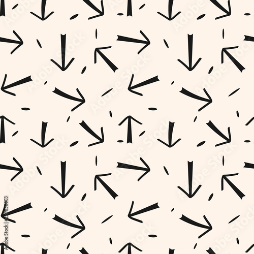 Hand drawn arrows seamless pattern. Creative abstract background. Vector illustration.