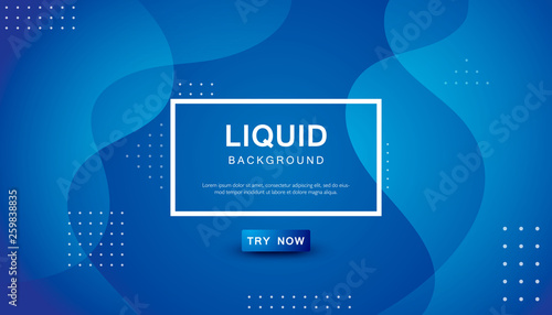 Blue liquid color background. Dynamic textured geometric element design with dots decoration. Modern gradient light vector illustration.