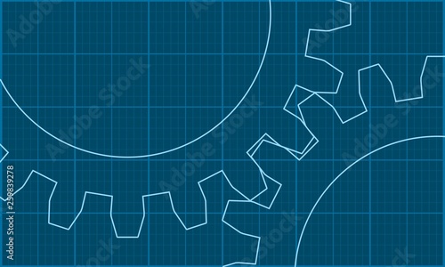 Mechanism of Gears. Communication Concept in Industrial Design. Modern brochure design template. Retro tileable measure technical draft.