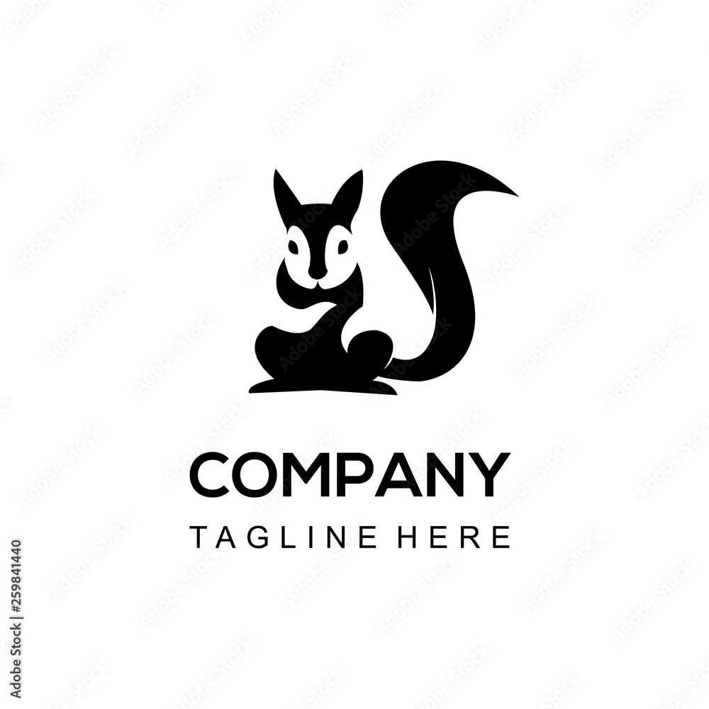 squirrel silhouette illustration logo
