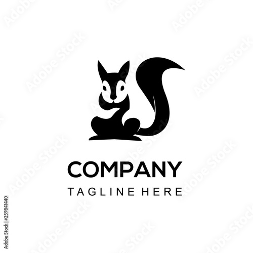 squirrel silhouette illustration logo