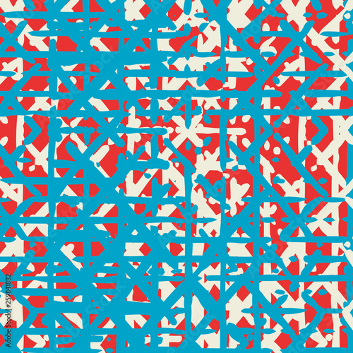 Seamless Repeating Pattern. Cyan and Red colors. Great for surface and textile design.