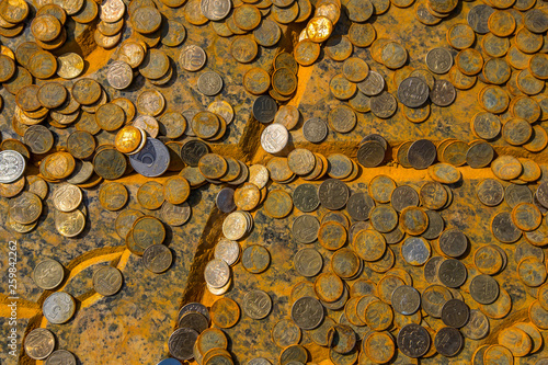 Rusty coins of Russian Ruble in Peter and Paul Fortress - Saint Petersburg  Russia