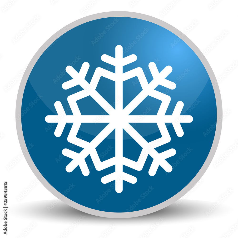 White Snowflake icon isolated on white background. Circle blue button with white line. Vector Illustration White Snowflake icon isolated on white background. Circle blue button with white line. Vector Illustration