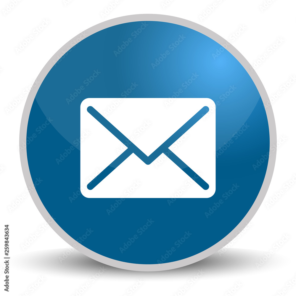 Blue round button with mail icon for web design Blue round button with mail icon for web design