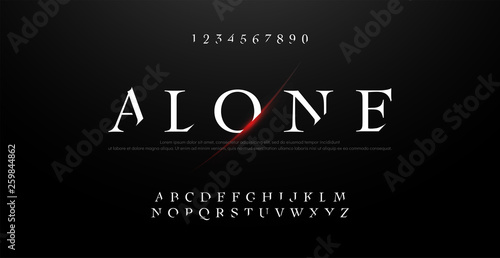 Horror, scary movie alphabet font. Typography classic style fonts set. vector illustration photo