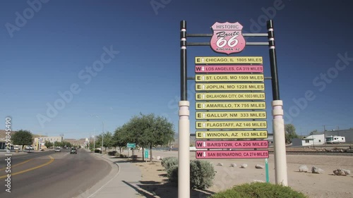 Historic road sign on Route 66, Kingman, Arizona, USA, America photo