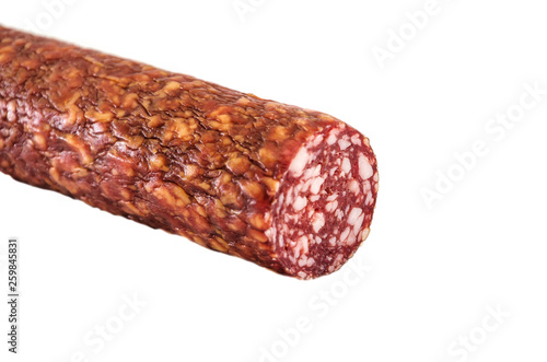 smoked sausage on a white background