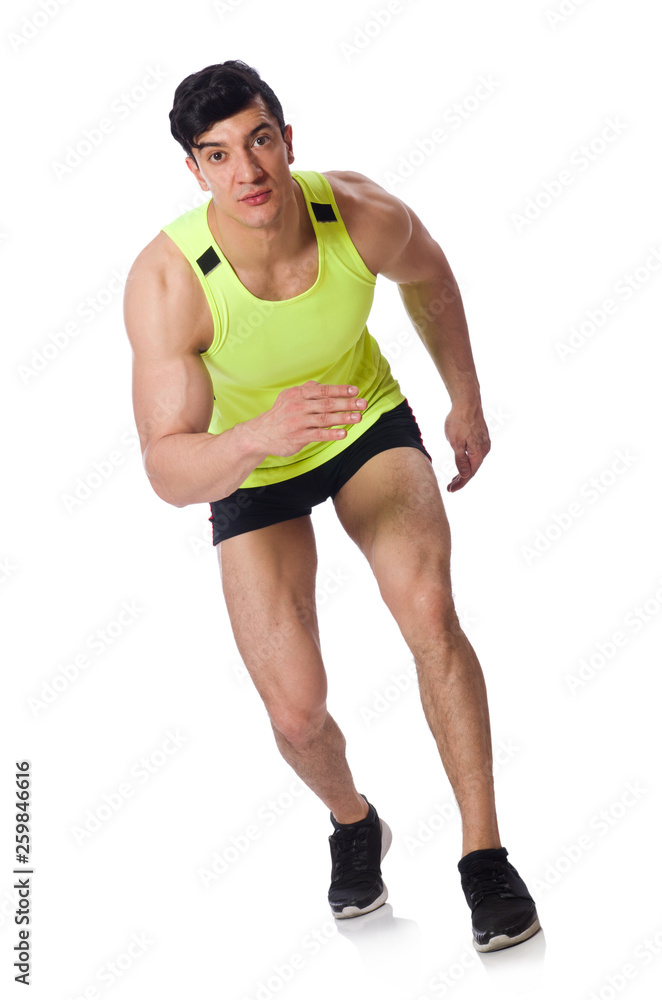 Strong male athlete isolated on white Strong male athlete isolated on white