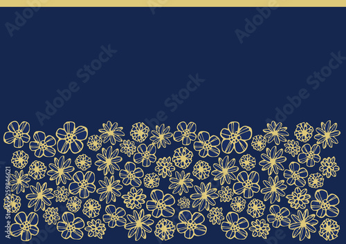 和柄　日本風　手書きの花のイラスト　背景素材　ベクター