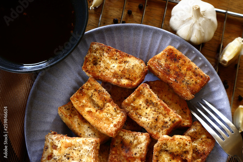 Hot and fresh, fried crispy tofu