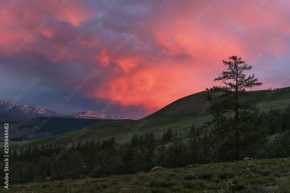 sunrise mountains clouds sky forest sunrise mountains clouds sky forest