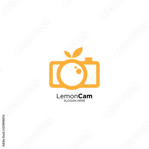 Camera symbol lemon fruit simple logo template vector illustration icon element - Vector illustration