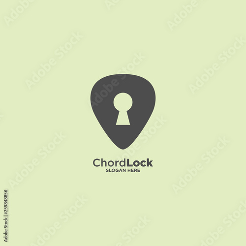 Music symbol guitar pick and akord simple logo template, vector illustration icon element - Vector illustration