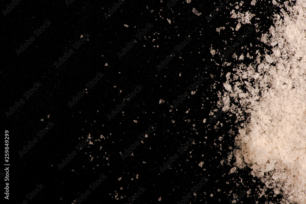 salt close up. salt on a black background