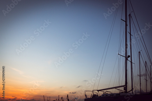 yacht, boats sunset