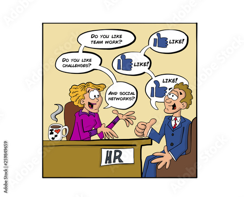 Job interview with candidate that likes social networks