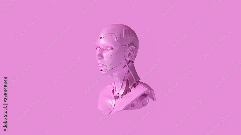 Obraz premium Pink Cyborg Bust 3d illustration 3d render