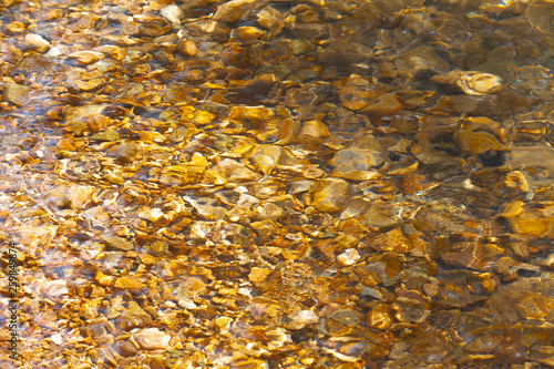 The reflection of the water surface with natural brown stones on the bottom is a lot of background.soft focus.