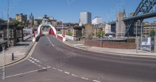 Time Lapse of traffic crossing Swing Bridge, Newcastle-upon-Tyne, Tyne and Wear, England photo
