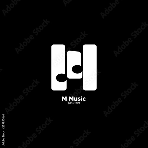 M Music symbol simple logo template vector illustration icon element - Vector