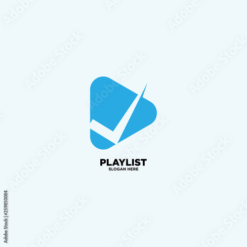 Music symbol simple logo template, playlist song music, vector illustration icon element - Vector