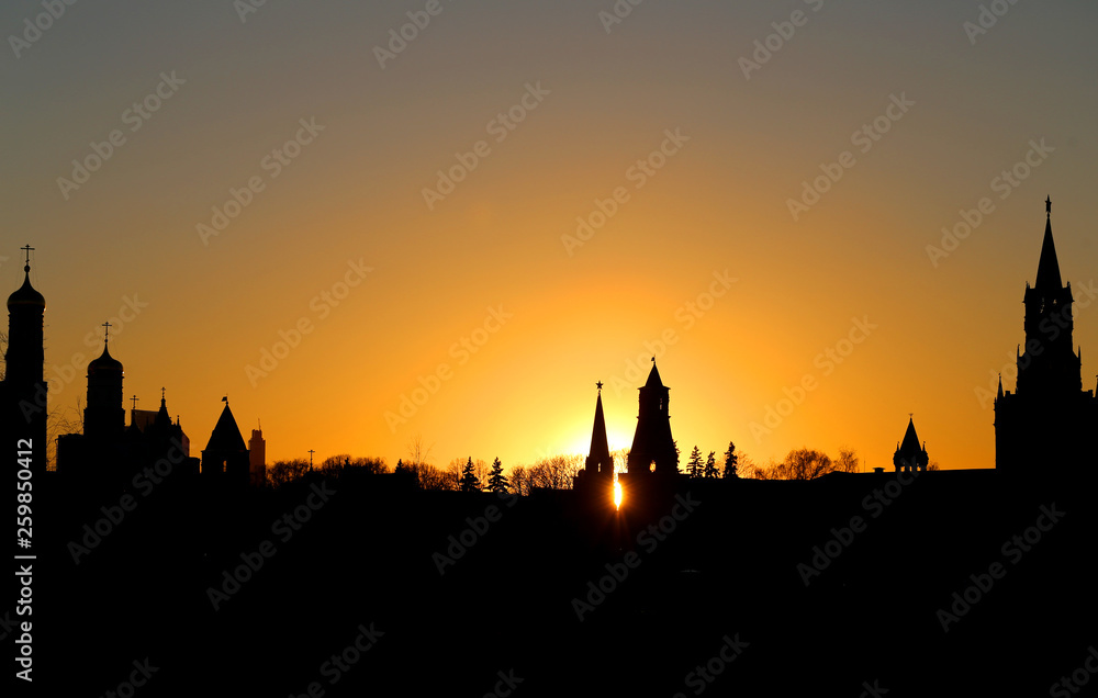Beautiful photo of sunset landscape in the Moscow Kremlin