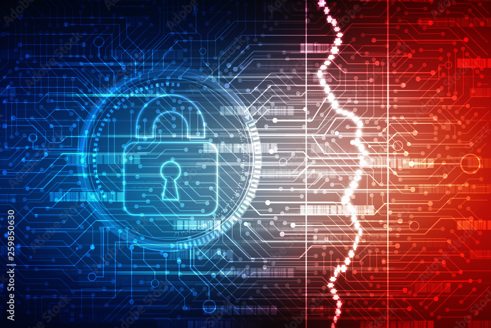 Fototapeta premium 2d illustration Safety concept: Closed Padlock on digital background