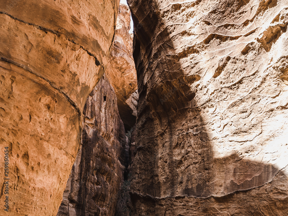 Obraz premium Sights of the ancient, fabulous city of Petra in Jordan. Colorful photos. Concept of leisure and travel