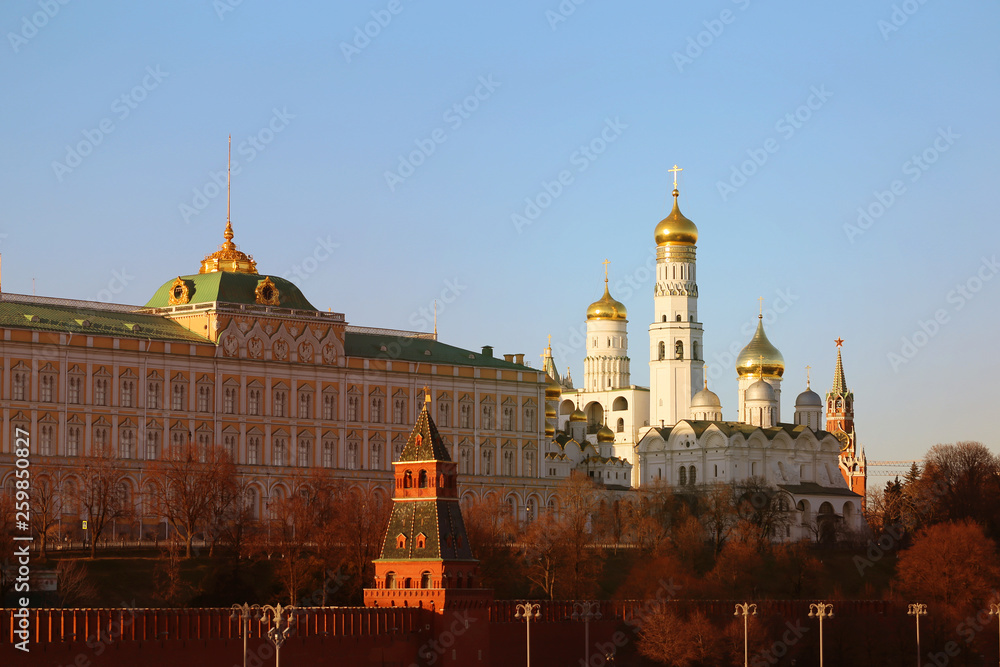 Beautiful photo landscape of Moscow temples in the Kremlin