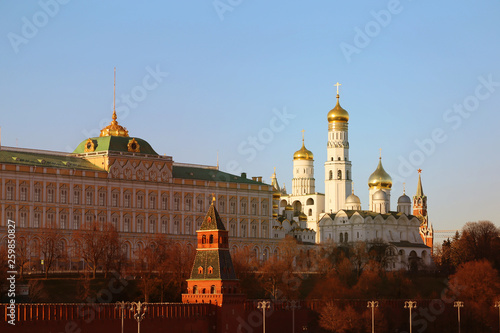 Beautiful photo landscape of Moscow temples in the Kremlin