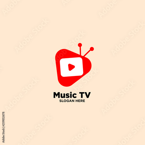 Music TV simple logo template, vector illustration icon element - Vector