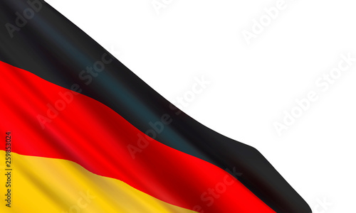 Background with realistic flag of Germany on white background. Vector template for German Unity Day, Constitution  Day, Labour Day, German Language Day.