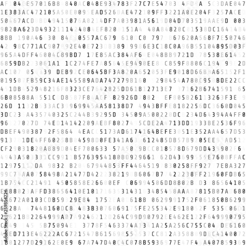 Hex code stream. Abstract digital data element. Matrix background. Vector illustration isolated on white