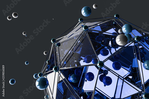 Fototapeta Naklejka Na Ścianę i Meble -  3d rendering, creative triangle polygon construction