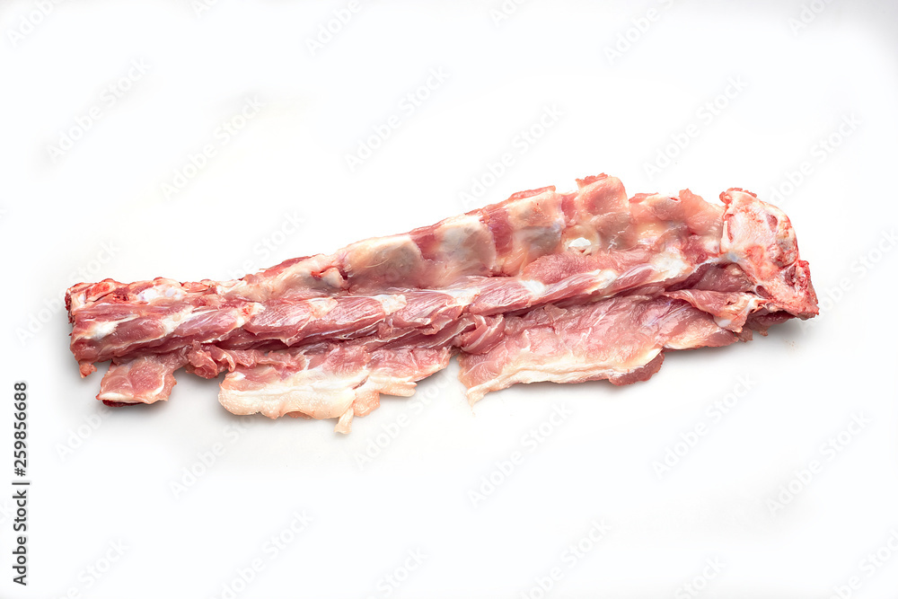 raw pork ribs isolated on white background