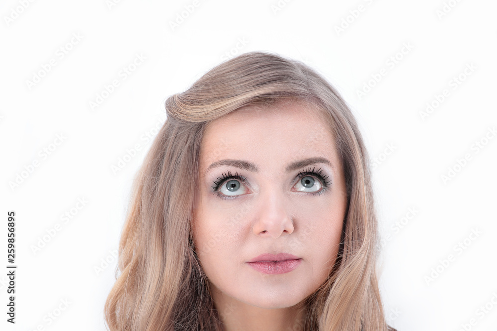 closeup.young business woman looking at copy space. closeup.young business woman looking at copy space.