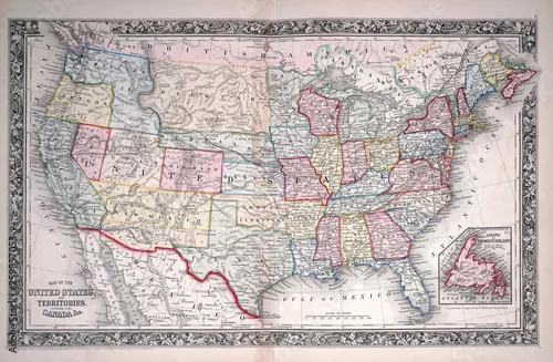 Obraz Stara mapa Grawerowanie obrazu