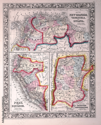 Fotografie, Obraz Old map. Engraving image