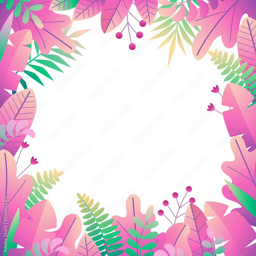 vector cute digital floral frame in pink palette.