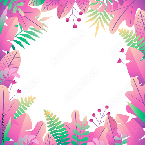 vector cute digital floral frame in pink palette. © ursulamea