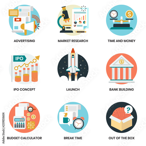 Business icons set for business, marketing