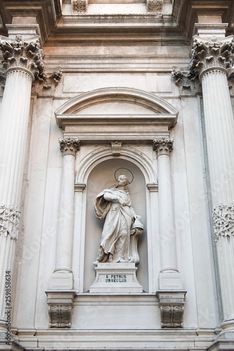 Venice, Italy. Facade of catholic church in Venice (Chiesa di San Rocco).