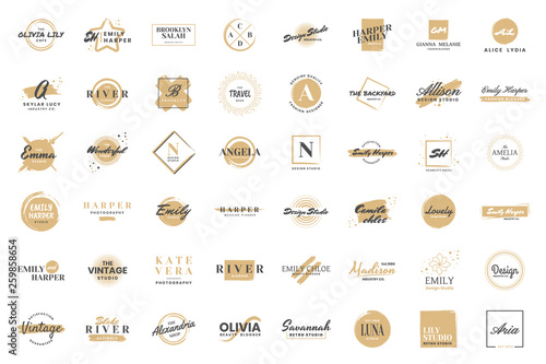 Feminine Vintage Retro Vector Logo for banner