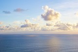 blue sky with clouds in sea, horizon clouds with blue sky