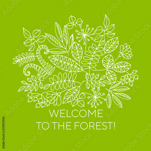 Welcome to forest line art vector banner concept