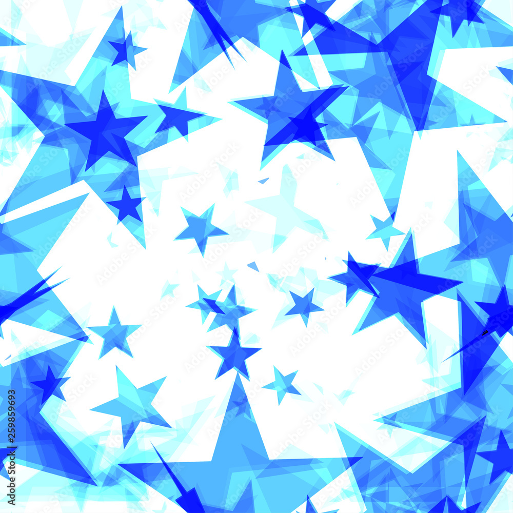 Glowing heavenly and blue stars on a light background in projection and with depth. Glowing heavenly and blue stars on a light background in projection and with depth.